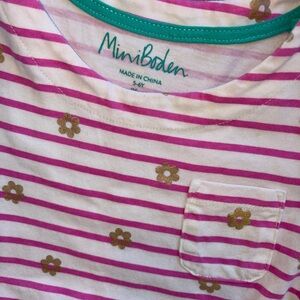 5-6Y | Mini Boden Pink & White Striped Dress with Pockets